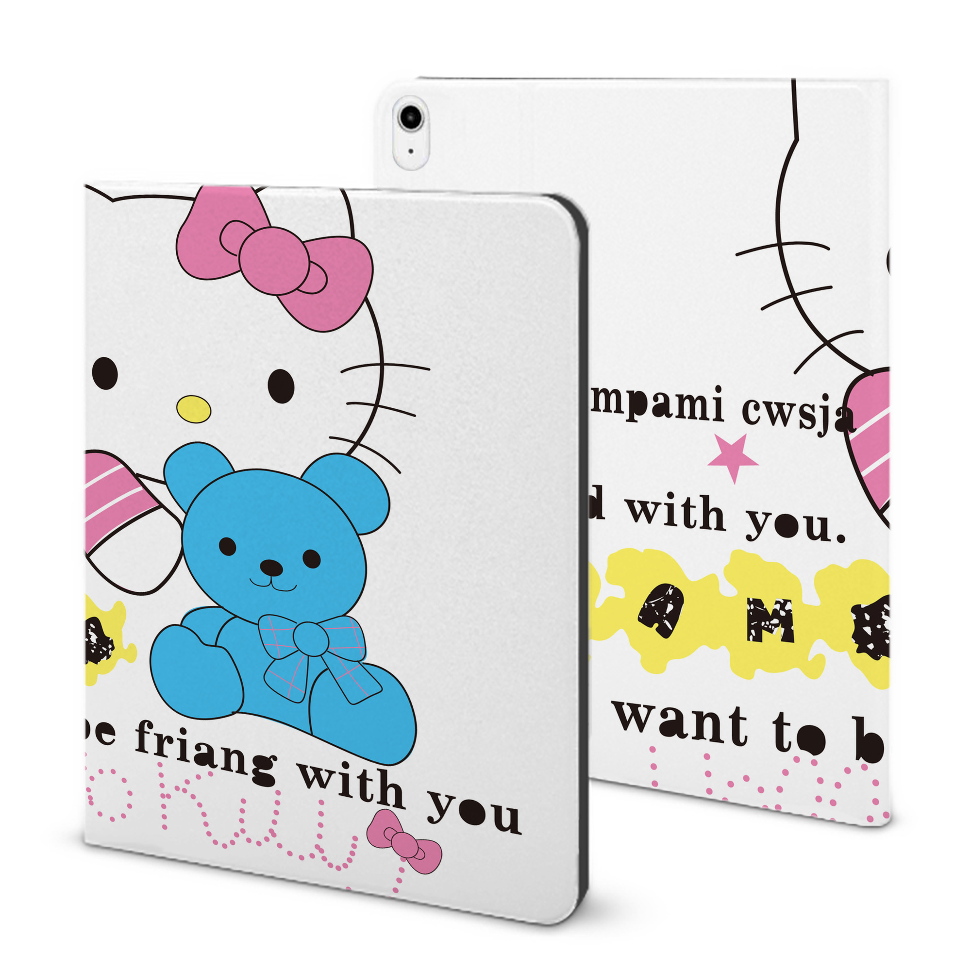 （画像用） Hello Kitty ハローキティ IPadケース ペンホルダー付き ブックスタイルデザイン